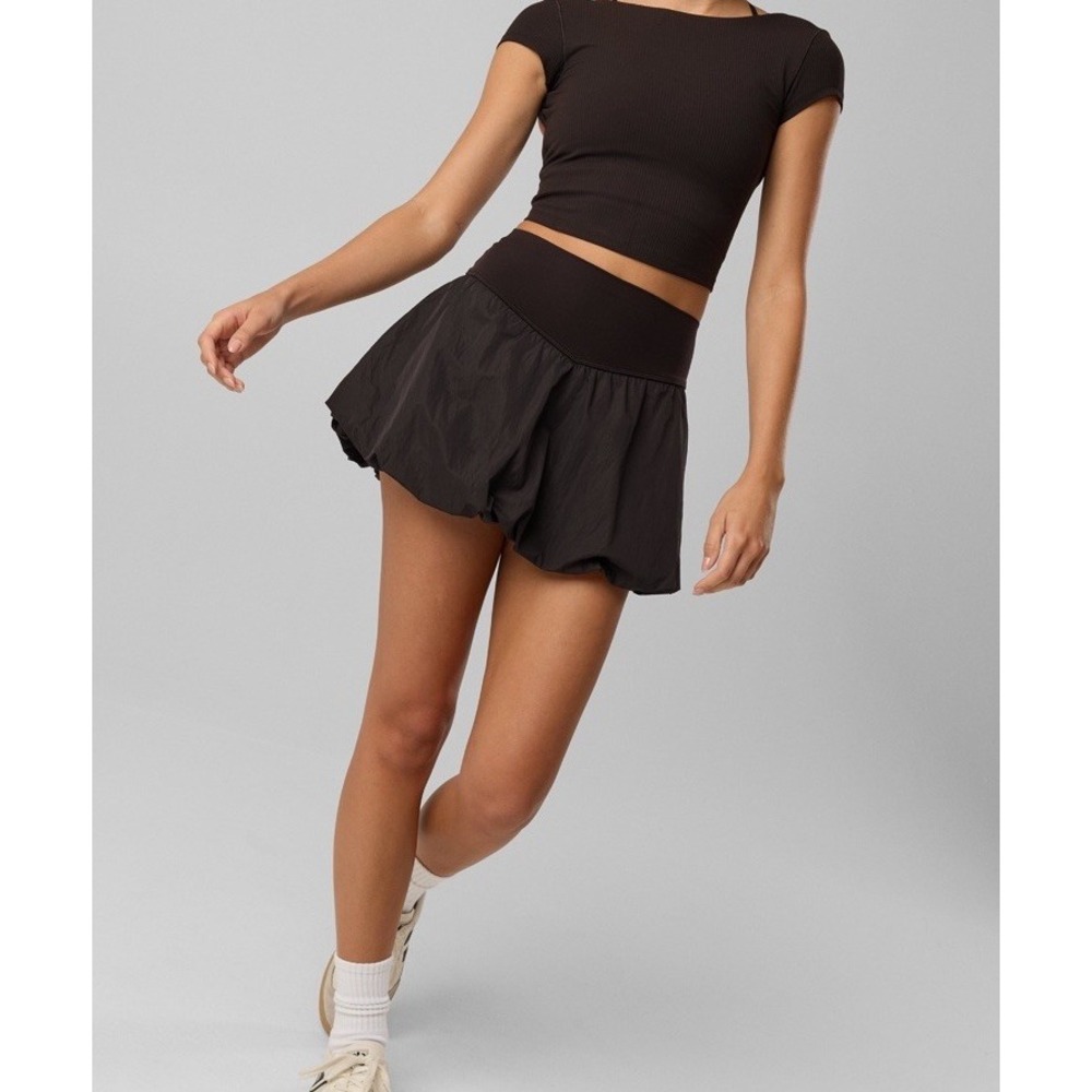OFFLINE by Aerie Real Me Bubble Skort True‎ Black Athletic Skirt Casual Mini Med